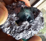 6.3cms GEOCRONITE JORDANITE FLUORITE  BOULANGERITE CRYSTALS PERU MILPO PERU SHINY KB63