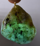 GEM BLUE OPAL SCENIC PERU TUMBLED PENDANT BLACK NECKLACE SEASCAPE JEWELRY JB14