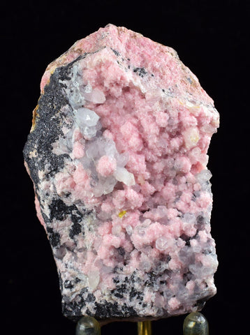 6.1cms RHODOCHROSITE ROSETTE HELVITE QUARTZ PERU PINK CRYSTALS MINERAL RB334