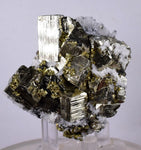 5.1cms PYRITE CUBIC QUARTZ CALCITE PERU SHINY CRYSTALS MINERAL COLLECTOR MB12