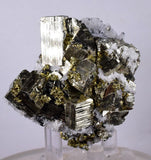 5.1cms PYRITE CUBIC QUARTZ CALCITE PERU SHINY CRYSTALS MINERAL COLLECTOR MB12