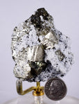 5.7cms PYRITE CUBIC QUARTZ CALCITE PERU SHINY CRYSTALS MINERAL COLLECTOR MB24