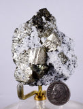 5.7cms PYRITE CUBIC QUARTZ CALCITE PERU SHINY CRYSTALS MINERAL COLLECTOR MB24