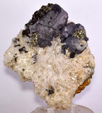 12cms GALENA QUARTZ PYRITE CRYSTAL CUBIC PERU MINERAL SPECIMEN  GB37