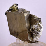 8.5cms PYRITE CUBIC QUARTZ CALCITE PERU SHINY CRYSTALS MINERAL COLLECTOR MB112