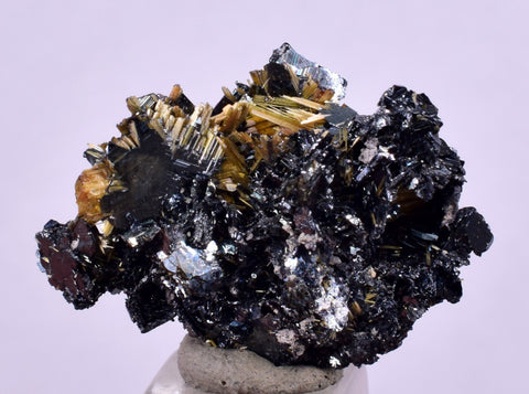 2.5cms GOLDEN RUTILE HEMATITE SPRAY NEEDLES CRYSTALS TITANIUM BAHIA BRAZIL  XB19