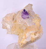 11.7cm TWIN AMETHYST ON JAPAN LAW TWIN QUARTZ MINERAL SPECIMEN PERU UNIQUE AB243
