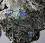 8.8ms  GREEN BLUE FLUORITE PYRITE CRYSTAL PERU HUANZALA MINE SHINY KB18