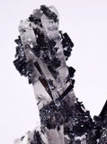 8.8cm GEM TOURMALINE SCHORL TWIN QUARTZ SHINY CRYSTALS PERU MINERAL SPECIMEN WB4