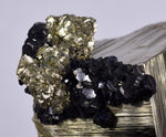 8.5cms PYRITE CUBIC QUARTZ CALCITE PERU SHINY CRYSTALS MINERAL COLLECTOR MB112