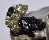 8.5cms PYRITE CUBIC QUARTZ CALCITE PERU SHINY CRYSTALS MINERAL COLLECTOR MB112