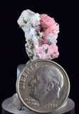 1.9cms RHODOCHROSITE PYRITE FLUORITE CHINA CRYSTAL RHOMBOHEDRAL MINIATURE RB648