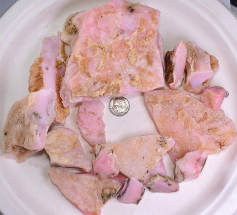 590 grams GEM PINK OPAL PERU ROUGH ANGEL SKIN TRANSLUCENT CORAL COLOR PB82