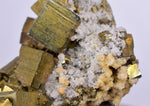 5.1cms PYRITE CHALCOPYRITE CUBIC QUARTZ  PERU SHINY CRYSTALS MINERAL MB109