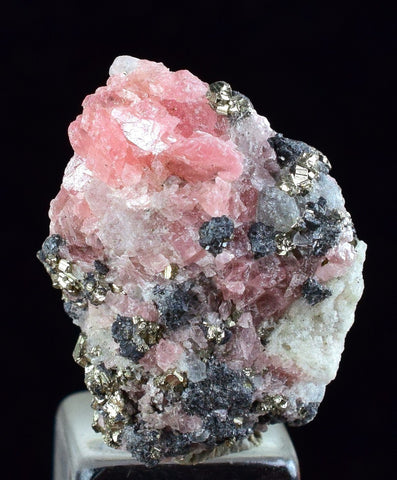 2cms RHODOCHROSITE FLUORITE PYRITE CRYSTAL RHOMBOHEDRAL SUPER MINIATURE RB299