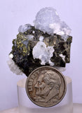 3.3cm  BLUE DOLOMITE SELLAITE CRYSTALS CHALCOPYRITE QUARTZ CALCITE PERU GB32