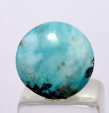 3carats GEM SILICA CHRYSOCOLLA CABOCHON CHALCEDONY PERU SCENIC BB209