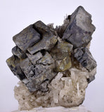 8.2cms GALENA QUARTZ PYRITE CRYSTAL CUBIC PERU MINERAL SPECIMEN  GB16