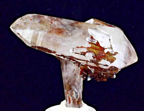 6.4cms HEMATOID QUARTZ DOUBLY TERMINATED GOETHITE MINERAL SPECIMEN PERU QB112