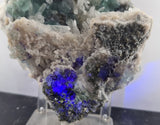 15ms  GREEN PURPLE FLUORITE PYRITE CRYSTAL PERU HUANZALA MINE SHINY KB17