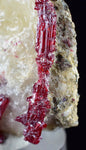 4.4CMS PROUSTITE RUBY SILVER TWIN CRYSTALS MOROCCO CALCITE MINERAL SPECIMEN HB1