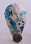 7.3 cms BLUE CHRYSOCOLLA QUARTZ MALACHITE PERU SCENIC CABOCHON PENDANT BB111