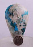 7.3 cms BLUE CHRYSOCOLLA QUARTZ MALACHITE PERU SCENIC CABOCHON PENDANT BB111