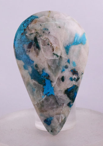 7.3 cms BLUE CHRYSOCOLLA QUARTZ MALACHITE PERU SCENIC CABOCHON PENDANT BB111
