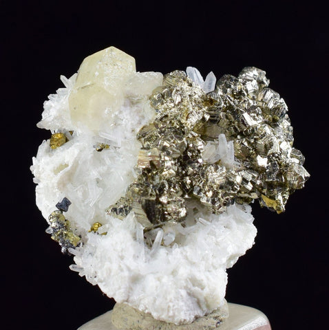 2.1cm APATITE QUARTZ PYRITE DICKITE SCHEELITE ? PERU HUANZALA AB77
