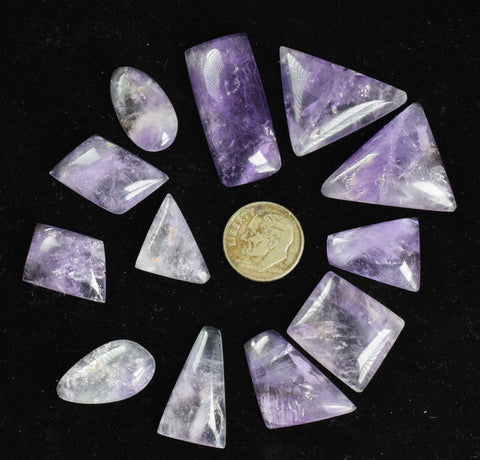 LOT 12 AMETHYST CABOCHONS QUARTZ  BOLIVIA JEWELRY PENDANT BB325