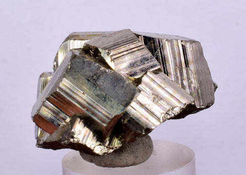 4.2cms PYRITE STRIATED PERU SHINY CRYSTALS MINERAL SPECIMEN COLLECTOR MB86