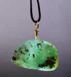 GEM BLUE OPAL SCENIC PERU TUMBLED PENDANT BLACK NECKLACE SEASCAPE JEWELRY JB13