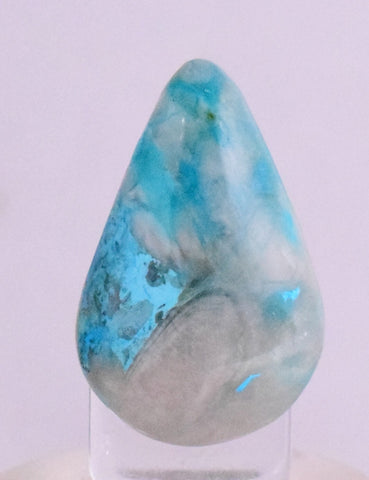 12.5 Carats  BLUE CHRYSOCOLLA QUARTZ MALACHITE PERU SCENIC CABOCHON PENDANT BB88