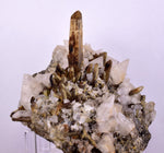 11cms CALCITE TOOTH DOG WITH QUARTZ CRYSTALS PERU SHINY MINERAL SPECIMEN QB103