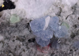 8.8ms  GREEN BLUE FLUORITE PYRITE CRYSTAL PERU HUANZALA MINE SHINY KB18