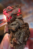 5.6cms GEM RHODOCHROSITE CUBIC CRYSTALS GOETHITE PERU MINERAL SPECIMEN RB607