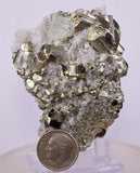 6.2cms PYRITE CUBIC FLUORITE QUARTZ PERU SHINY CRYSTALS MINERAL COLLECTOR MB142
