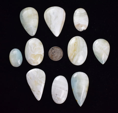 LOT  10 PERUMAR STRONTIANITE ARAGONITE SCENIC QUALITY LOOKS LIKE LARIMAR BB332
