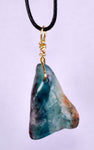 GEM BLUE OPAL SCENIC PERU TUMBLED PENDANT BLACK NECKLACE SEASCAPE JEWELRY JB17