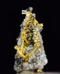 0.8cm UNIQUE NATIVE GOLD INCAS PYRITE PERU QUARTZ THUMBNAIL CRYSTAL LB176