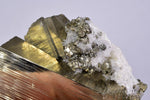 8.5cms PYRITE CUBIC QUARTZ CALCITE PERU SHINY CRYSTALS MINERAL COLLECTOR MB112