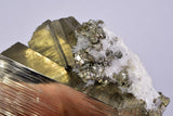 8.5cms PYRITE CUBIC QUARTZ CALCITE PERU SHINY CRYSTALS MINERAL COLLECTOR MB112