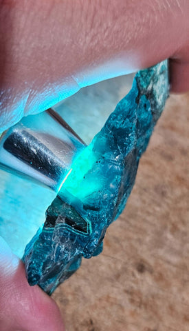 8cm GEM BLUE MALACHITE PERU TRANSLUCENT CHRYSOCOLLA BOTRYOIDAL CRYSTAL UB172
