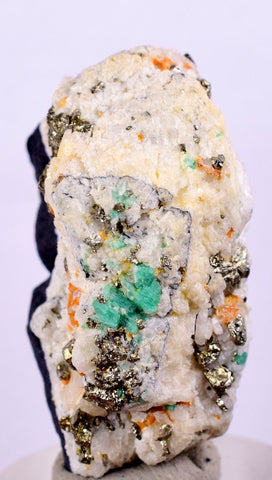 3.3cm EMERALD CRYSTAL PYRITE SLATE CALCITE QUARTZ COLOMBIA MINERAL SPECIMEN EB33