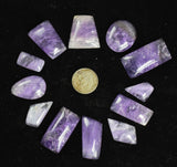 LOT 12 AMETHYST CABOCHONS QUARTZ  BOLIVIA JEWELRY PENDANT BB328