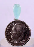 1ct GEM BLUE OPAL SCENIC CABOCHON PERU SEASCAPE PENDANT JEWELRY DENDRITES  BB151
