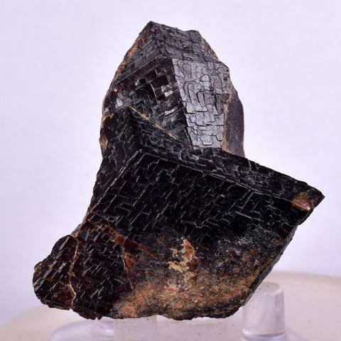 4.7cms  GEM GARNET STEPPED SPESSARTINE CRYSTALS PERU SHINY SHARP RARE GB52