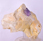 11.7cm TWIN AMETHYST ON JAPAN LAW TWIN QUARTZ MINERAL SPECIMEN PERU UNIQUE AB243