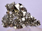 7.1cms PYRITE CUBIC QUARTZ CALCITE PERU SHINY CRYSTALS MINERAL COLLECTOR MB124