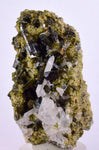 5.1cms EPIDOTE QUARTZ CRYSTALS PERU CLUSTER COLLECTOR GREEN COLOR MINERAL CB143